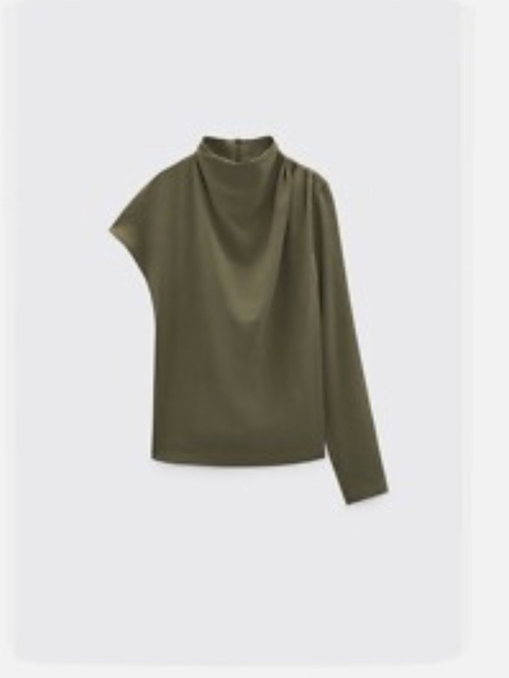 Zara - Asymmetric Olive Green Top - Minimal One-Shoulder Style - Size S